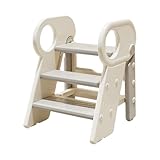 Guoyupika 踏み台 子供 折りたたみ ステップ 3段 トイレ 滑り止め コンパクト キッズ 洗面所 取っ手付き 3段ステップ 持ち運び 軽量 ふみ台 トイレ 手洗い 玄関 庭 足置き台 台所 洗面台 (グレー)