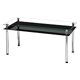 3WAY強化ガラステーブル(センターテーブル/ローテーブル) ブラック(黒) 長方形/幅80cm 収納棚付き