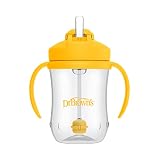Dr. Brown's Milestones Baby's First ストローカップ、加重ストロー付きトレーニングカップ、9オンス/270ml、ヴィンテージイエロー、BPAフリー、6m+