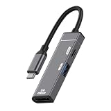 Cablecc USB Cハブ、3イン1 USB C - Displayport 4K@120hz/USB 3.0 10Gbps/USB C PD 60W充電マルチポートアダプター。