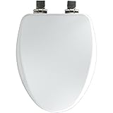 Church 18170NISL 000 Elongated Soft Close Toilet Seat with Nickel Hinges, White [並行輸入品]