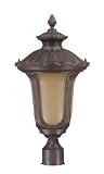 Nuvo Lighting 60/3909 Beaumont Outdoor Medium Post Lantern with Photocell, Sienna Glass, Fruitwood B