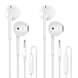 MOSWAG 有線イヤホン マイク、3.5 mm ジャックの耳ヘッドフォン スマート フォン、コンピューター、ラップトップ、MP3 プレーヤーなどに適したマイク付き