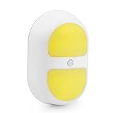onmexto 10 LEDのバッテリ電源ランプのワイヤレス赤外線モーションセンサー屋内ナイトライト、ホーム壁階段キャビネットトイレイエロー