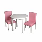 Gift Mark Children's Round Table with 2 Pink Upholstered Chairs, White by Gift Mark [並行輸入品]