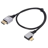 Cablecc 8K 4K ミニ HDMI 2.1 超薄型 HDTV ケーブル ハイパースーパーフレキシブル スリムコード タイプA から タイプC 直角 カメラ HDTV 用 50cm