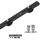 Mirhua カメラプレート ホットシュー デュアルフラッシュブラケット三脚マウント スタンド(20CM)雲台 プレート 二台 取り付け可能 カメラ固定プレート 1/4 ネジ 3/8"