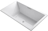 KOHLER K-1137-W1-0 Underscore 72-Inch x 42-Inch Drop-In Bath with Bask Heated Surface and Center Dra
