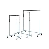 友屋 ハンガーラック ホワイト 本体:W129×D40×H114~170cm、ハンガーパイプ:φ2.54cm、外パイプ:φ2.86cm、単輪キャスター:φ5cm