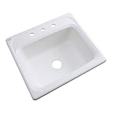 ウェリントン差し込み式アクリル25 x 22 x 9 3-holeシングルボウルキッチンシンクinホワイト