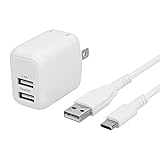 オウルテック 最大12W AC充電器 USB Type-A 2ポート ACアダプター 超タフ USB Type-A to USB Type-Cケーブル USB2.0 データ転送 1.2m ブラック OWL-AC12WBAC12-BK