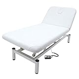 電動昇降 リクライニング マッサージベッド (有孔) 幅65cm ホワイト [ リクライニング 昇降 施術 整体 エステ マッサージ台 施術台 診察台 整体台 マッサージ