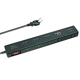 電源タップ 延長コード AC コンセント 10個口 10口 電源コード 2m 一括スイッチ 雷ガード 壁掛け フック穴 マグネット付 ブレーカー スイングプラグ ほこり防止シャッター タコ足 テーブルタップ OAタップ ブラック STYLED YTP-10B-2M