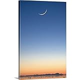 Hal Gageプレミアムシックラップキャンバス壁アート印刷題名Cresent Moon Rising at Sunset over Cook Inlet、アンカレッジ、Southcentralアラス