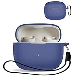 For Bowers & Wilkins Pi8 用 ケース カバー 【KONXISA】ワイヤレスイヤホン ケース シリコン素材 着用しやすい 耐衝撃 防水防塵 ウォッシャブル（カラビナ付き+ストラップ付き ） 装着充電可能 持ち運びがしやすい（ブルー）