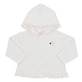 日本製 小花柄 フリル 前ボタン フードパーカー アイボリー 70cm