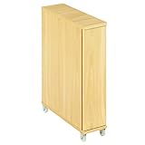 トイレラック スリム キャスター 扉付き トイレットペーパー収納 12個収納可能 掃除道具入れ ナチュラル