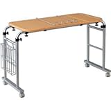 4段階角度調節付き伸縮式フリーテーブル(補助テーブル) マガジンラック/キャスター付き 【代引不可】