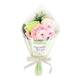 プチブーケ ソープフラワー 花束 3輪 (バック付き) バラ ローズ ひまわり 桜 カーネーション (ピンク)