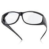 [TINHAO] ブルーライトカット オーバーグラス PCめがね テストカード付属 花粉・飛沫防止 保護メガネ 度付きメガネの上