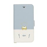 NATURALdesign sakana to neko iPhone8/7/6s/6専用手帳型スマホケース Bタイプ iP7-DISH01 ブルー