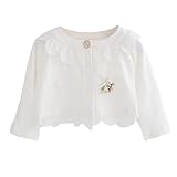ベビー服　子供服　ボレロ　70　80　90　100　cm　秋　長袖　カーディガン　ポンチョ　赤ちゃん　キッズ　子供　乳幼児　女の子　白/ホワイト　ピンク　2色　レース　綿　コットン　発表会　結婚式　パ