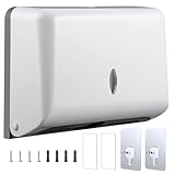 UYTON ペーパータオルホルダーペーパータオル用ホルダー 壁掛け 小判用 中判用 ハンドタオルディスペンサー ペーパータオルケースネジ固定 ペーパータオルホルダー 壁掛け 両面テープ (ホワイト)