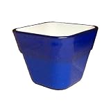 【4個入】イタリア製樹脂ポット(植木鉢 プランター) コッコスクエアー 12cm 穴無し インディゴ(青) 〔ガーデニング用品 園芸〕