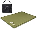 FIELDOOR キャンプマット 10cm厚 【カーキ】 約195×141×10cm 収納バッグ付き ボタン連結式 2バルブ インナーマット ウレタン クッション アウトドア