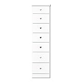 アルファタカバ 限られたすき間を有効活用2.5cm刻み選べる引き出し木製チェスト 隙間収納35cm幅7段ソピアホワイト(ハートタイプ)