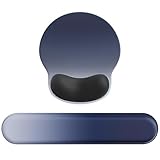 Laborio マウスパッド リストレスト 一体型マウスパッド 手首サポート 人間工学に基づいた(グラデーションブルーブラックセット)