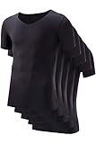 [HAFOS]インナーシャツ メンズ 半袖 5枚組 Vネック シームレス 心地肌触り Tシャツ 抗菌防臭 速乾 肌着 (XL, ブラック)