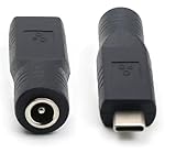 Sound Wave 【 USB-C - DC5521 変換アダプタ ｵｽ ﾒｽ 】USB Type-C 変換アダプタ、 USB Type C 延長アダプタ、USB C オス DC変換コネクタ メス 外径5.5mm 内径2.1mm メス 延長アダプター φ5.5/2.1Type C 変換 DC5521F-C直 (2個)