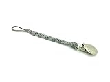 Ryan And Rose Hart Cutie Clip - Faux Suede Braided Pacifier Clip (Light Grey) by Ryan And Rose