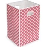 最高品質Folding Hamper /ストレージビン – ピンクwithホワイトPolka Dots by Badger