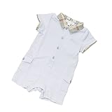 (バーバリーベビー) BURBERRY BABY ベビー服 襟付き 半袖ショートオール B94477BLU 6Mサイズ [並行輸入品]