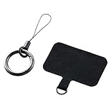 エレコム スマホバンド スマホベルト 外付けストラップホール 挟み込みシート フィンガーリング付き カラビナタイプ ブラック P-STHFINBK