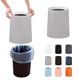 ゴミ箱 ゴミ袋が見えない 丸型 ビニール袋隠す 8L/12L シンプル リビング キッチン 洗面所 オフィス ごみ箱 ごみばこ フタなし ルクレール 2重構造 (ライトグレー, Mサイズ 8L)