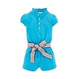 ポロラルフローレン ポニー付 ドレスショートオール ブルー (女の子3～9か月用) 9M [並行輸入品]