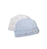 Premature Boys Baby Supersoft 100% Cotton Hats - White & Blue Special Little One Design by Baby Best
