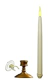 Xodus Innovations fpc1461bアイボリー電池式LED FlamelessテーパCandle withアンティーク真鍮仕上げベースとウィンドウマウントキット、12-inch