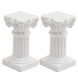 Saihisday ホワイトローマの柱像 ギリシャの柱 キャンドルホルダー ミニローマの柱 ギリシャの柱 ミニ樹脂装飾 ウェディングテーブル 庭 ホームデコレーション 2個 (L)