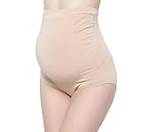 マタニティショーツ 竹繊維，KUCI® 女性超弾性妊婦パンティー産前 産後 妊婦用ハイウエスト下着 (L, Nude)