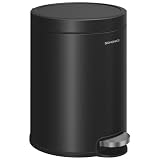 SONGMICS ゴミ箱 ふた付き 6L 足踏み式 おしゃれダストボックス ステンレス 静音小さい 内バケット付き キッチン/リビング/浴室/トイレ/寝室/バスルーム用 ふくろが見えない ブラックLTB016BZ02