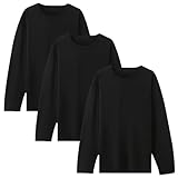 [NCFBAG] 長袖tシャツ メンズ 綿100 3枚組 5枚組 インナーシャツ メンズ tシャツ 無地 防菌防臭 吸汗速乾 柔らかい ロングtシャツ 春夏秋冬 (2XL, 3枚組-ブラック)