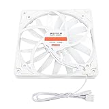 140mm ケースファン、15mm 1100RPM MFDB ベアリング 140mm 4 ピン PWM ケースファン超薄型 PC 冷却ファン 12V (白)
