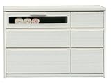 日本製 モダン 幅120cm 3段ローチェスト 完成品 (ホワイト)