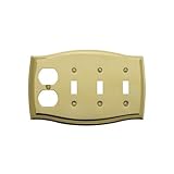 Baldwin 4783.030。CD Colonialデザインデュプレックスwith Triple Toggleコンボスイッチプレート、光沢真鍮 – ラッカー塗装