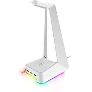 Razer Base Station Chroma Mercury White ヘッドホンスタンド ホワイト USBハブ 3ポート RGB【日本正規代理店保証品】 RC21-01190300-R3M1