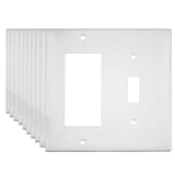 Enerlites Decorator /漏電遮断器Rocker壁プレート、標準サイズ、壊れないポリカーボネート 2 Gang Decorator / Toggle 10 Pack ホワイト 8811